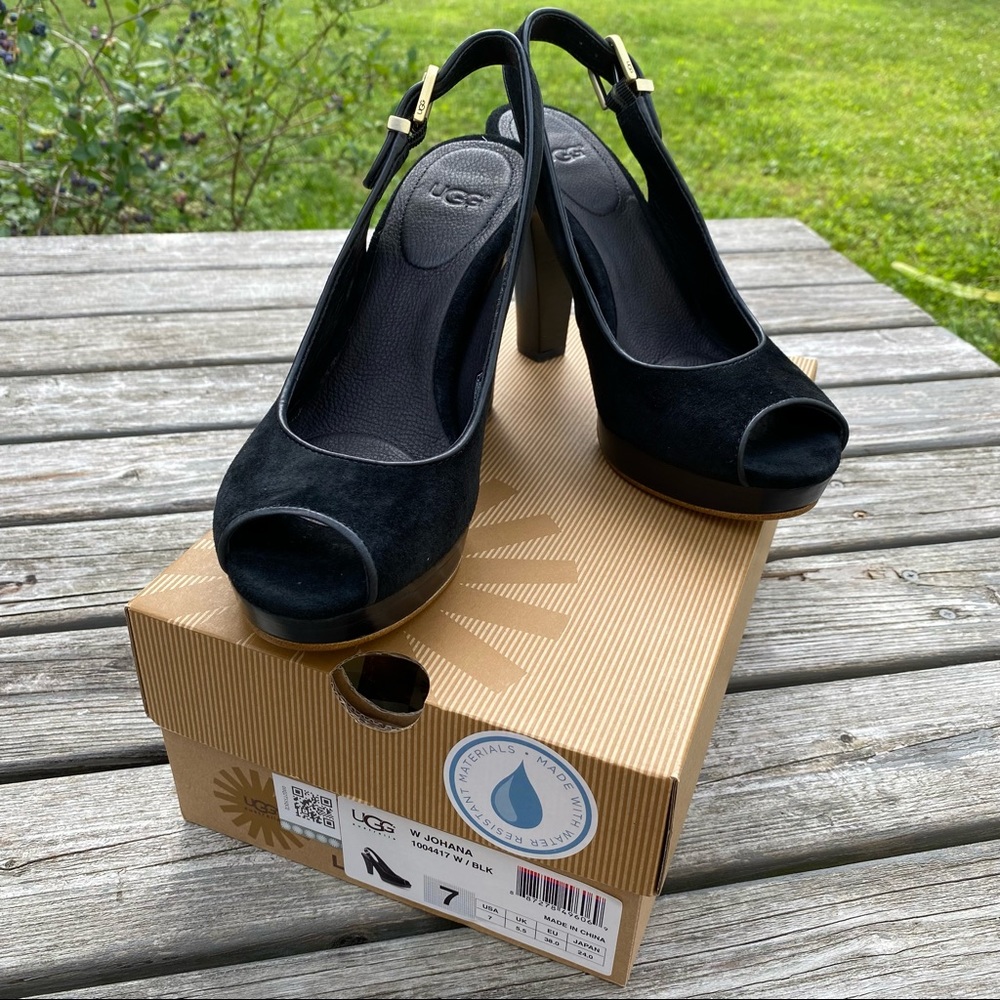 UGG Women's Black Peep Toe Heels